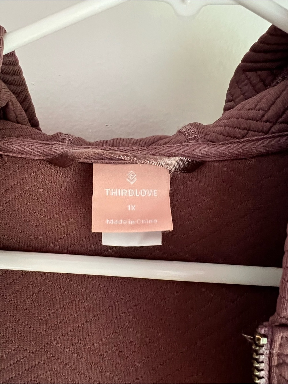 ThirdLove Quilted Zip Hoodie in Mauve - Picture 10 of 13